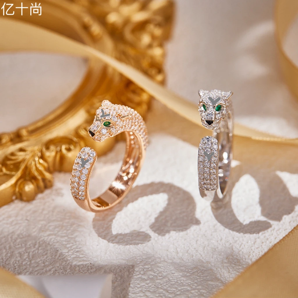 925银合成锆石戒指 猎豹满赚高档戒指窄版轻奢时尚气质潮HJ100457