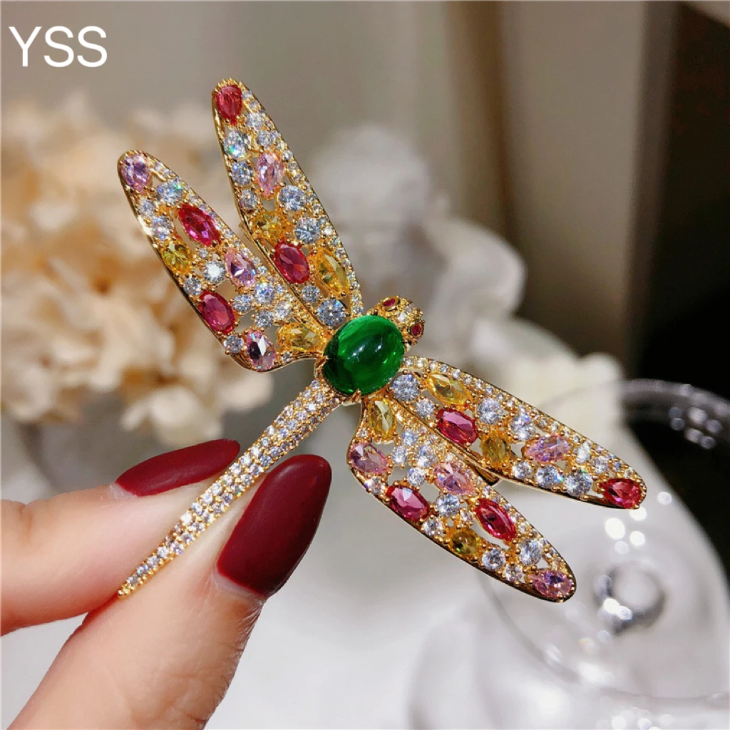 合金合成锆石胸针 YSS 亿十尚蜻蜓绿珠高档胸针轻奢时尚精致奢华Y