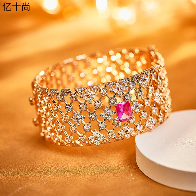 合金合成锆石手镯 亿十尚满天星泡泡艳彩高档手镯轻奢奢华洋气美Y