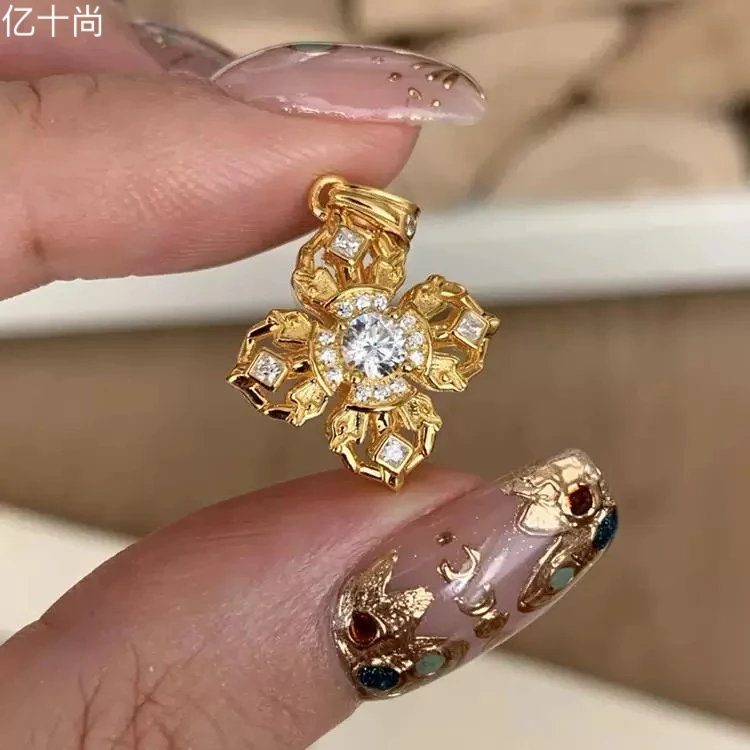 坠链均925银莫桑石 GRYSS 镂空四叶草银项链不掉色高奢时尚MYCY