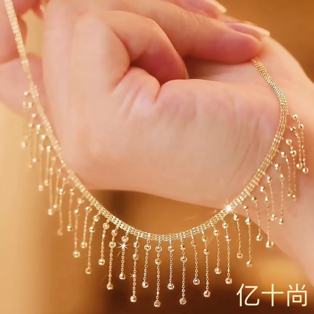 坠链均925银 亿十尚今灿灿流苏球高档项链耳环轻奢时尚气质超仙美