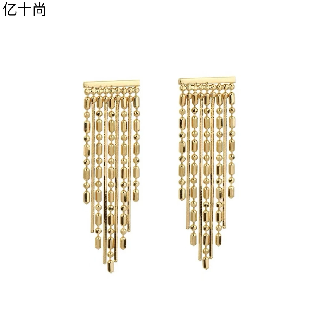 925银合成锆石耳饰 亿十尚今灿灿流苏拉丝高档耳环轻奢时尚洋气美