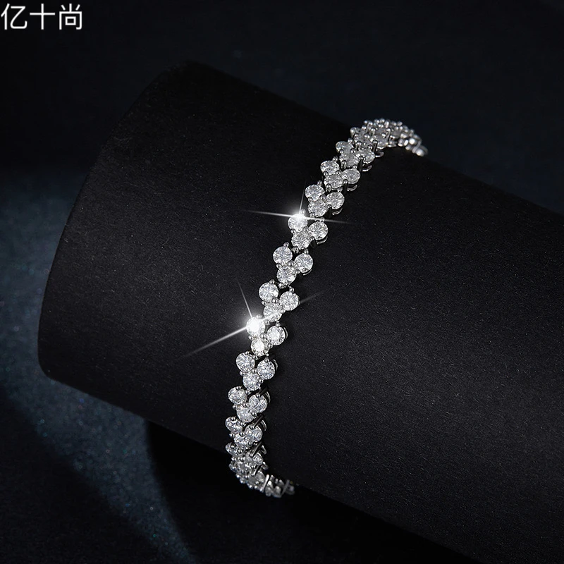 925银莫桑石手链 GRYSS满天星白钻银手链不掉色时尚大气MYCY781