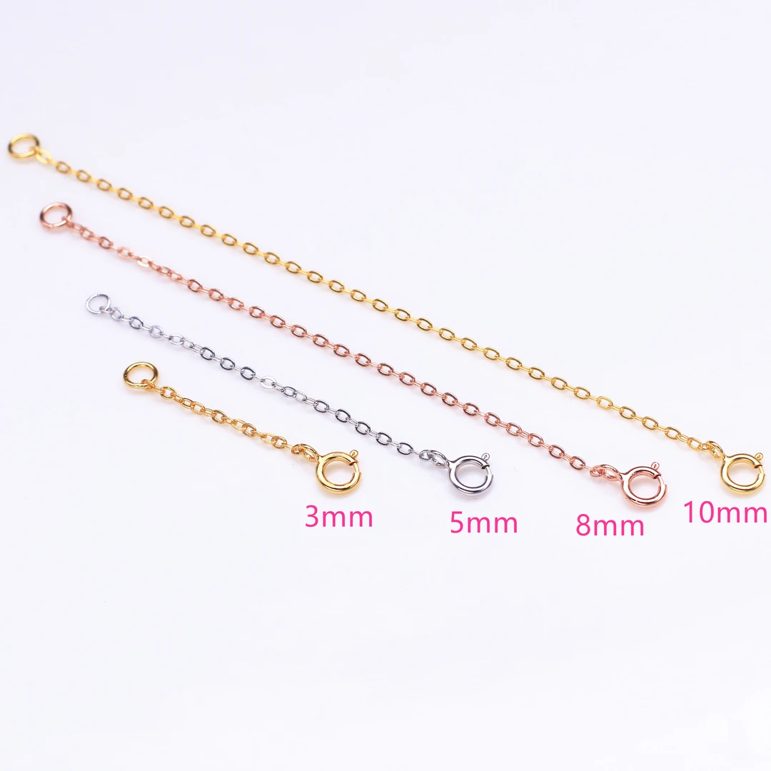 925银银制品 万能链加长链银尾链镀18k金diy项链收尾链配件延长链