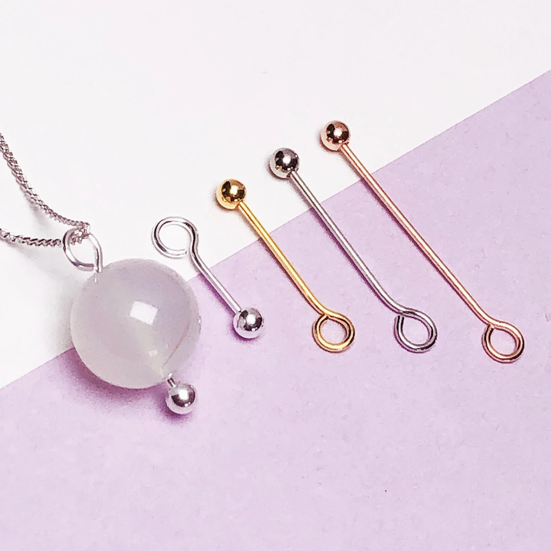 925银银制品 镀18K金圆珠百搭扣diy串珠手工配件玉珠转运珠银扣头