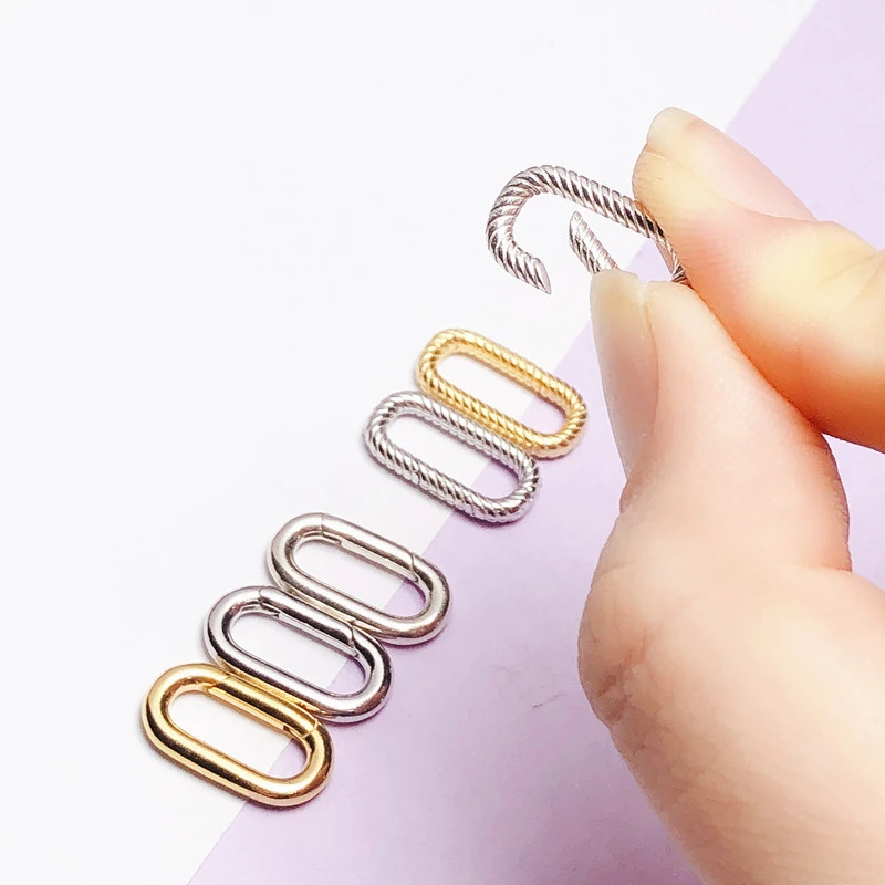 925银银制品 项链银扣头连接扣弹簧扣镀18k金手链接头收尾方扣子