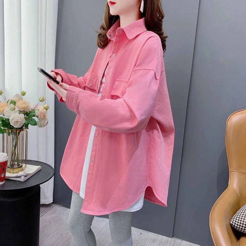 秋季休闲宽松牛仔衬衫女2023新款韩版洋气慵懒风胖mm外套上衣