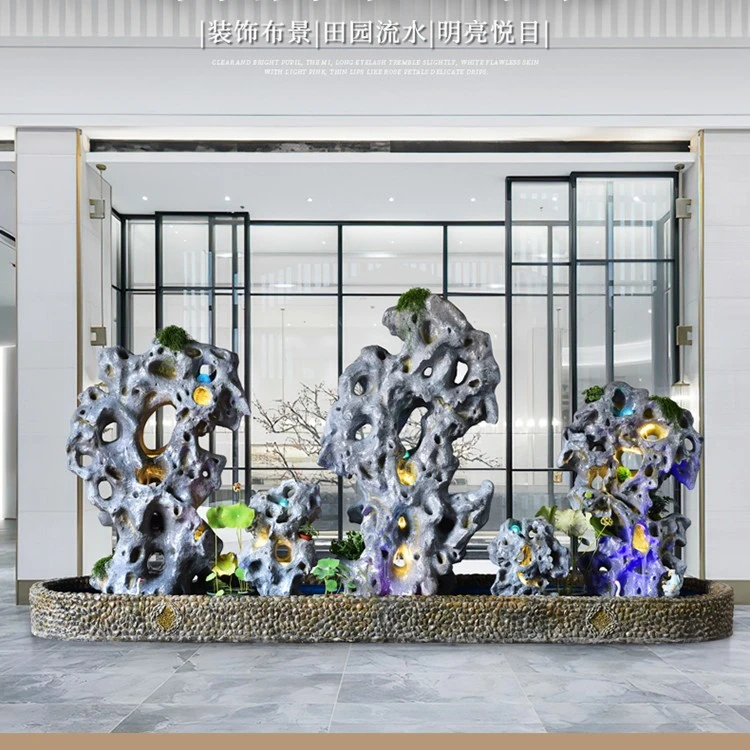 大型假山双面花园庭院装饰落地流水喷泉鱼池阳台公司户外摆件水景