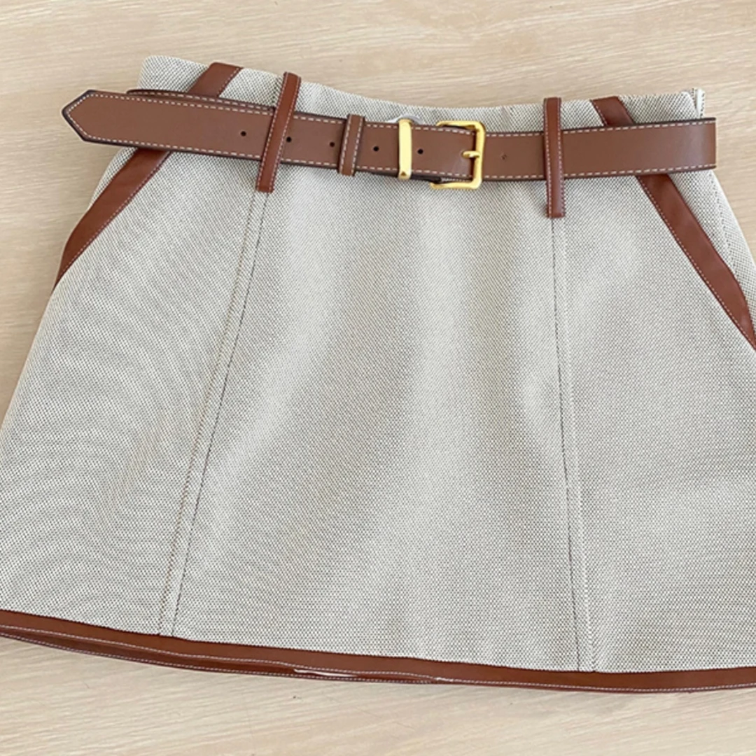 时尚设计感两色修身显瘦半身裙早秋新款经典百搭气质休闲短裙