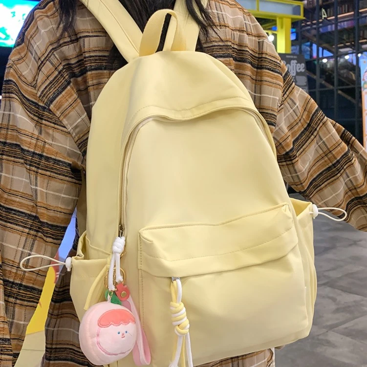 纯色书包女初中大学生简约大容量双肩包男高中日系百搭高颜值背包