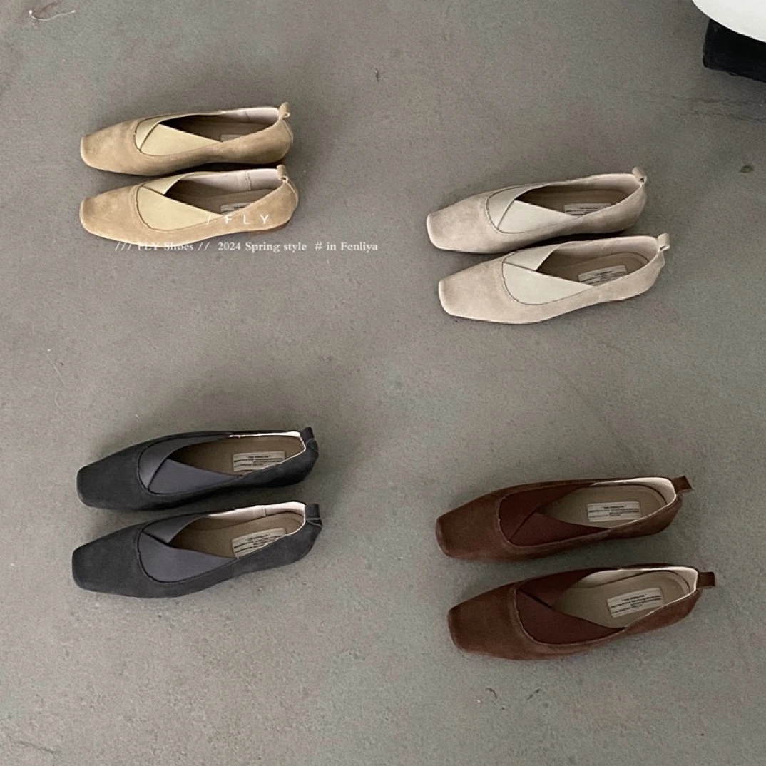 VEEFSHOW 758-3 复古豆豆鞋女春秋季韩版一脚蹬懒人方头软底单鞋