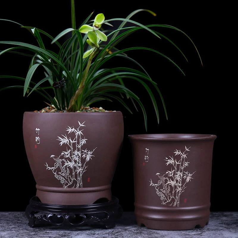 创意兰花花盆家用君子兰蝴蝶兰老桩绿植专用高深盆透气手工盆