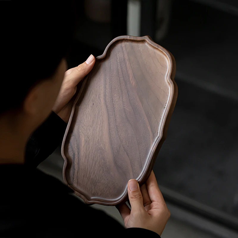 茶小洋北美黑胡桃木壶承干泡盘纯实木茶托盘茶道配件干泡台茶盘