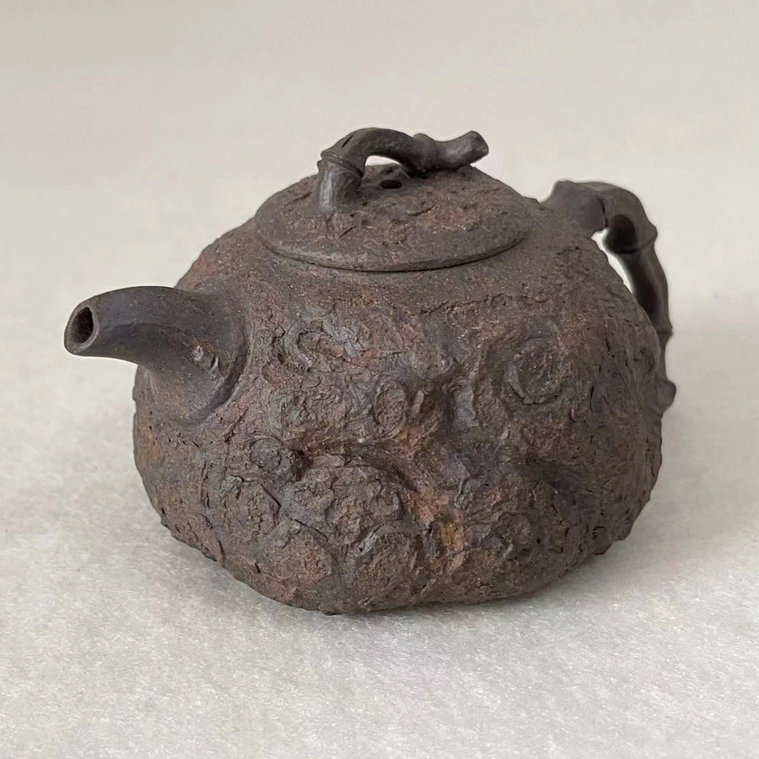 紫砂段泥竹节供春茶壶