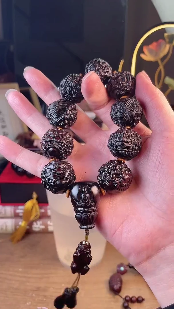 【闪购商品】大叶紫檀（黑酸枝木类）手串/手链山海经