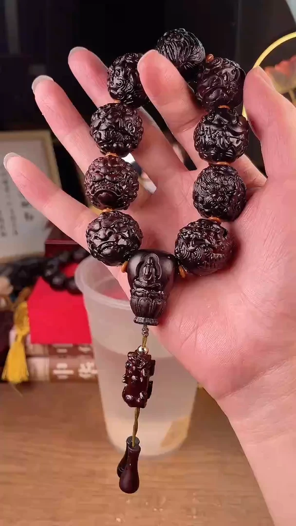 【闪购商品】大叶紫檀（黑酸枝木类）手串/手链山海经