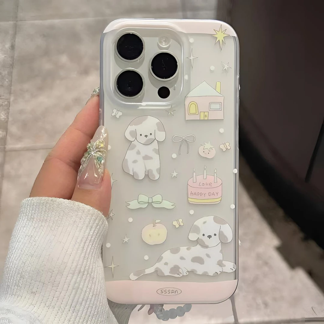 可爱狗狗iphone15苹果磨砂14promax软13防摔12/11手机壳x卡通大孔