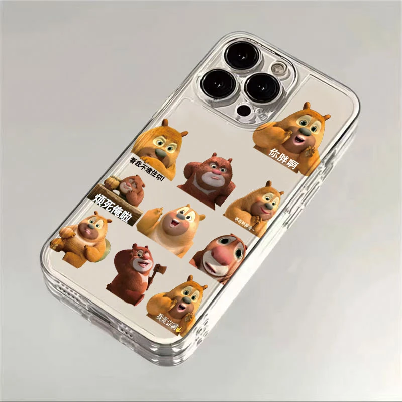 熊大熊二表情包适用小米苹果华为iPhone15/14promax/13创意手机壳
