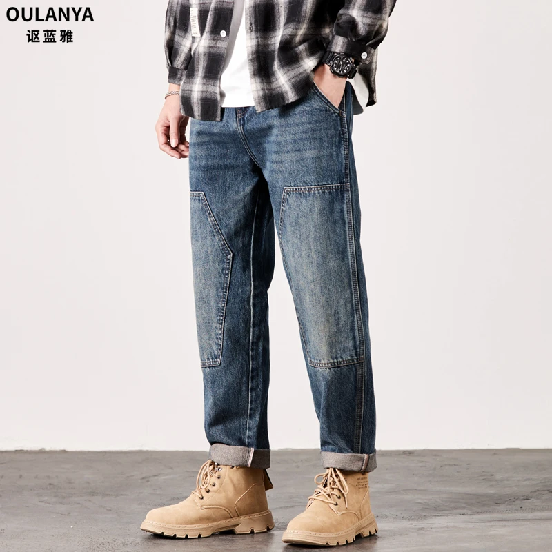 2025九分男装潮流牛仔裤水洗大码讴蓝雅直筒男士夏季裤子薄款