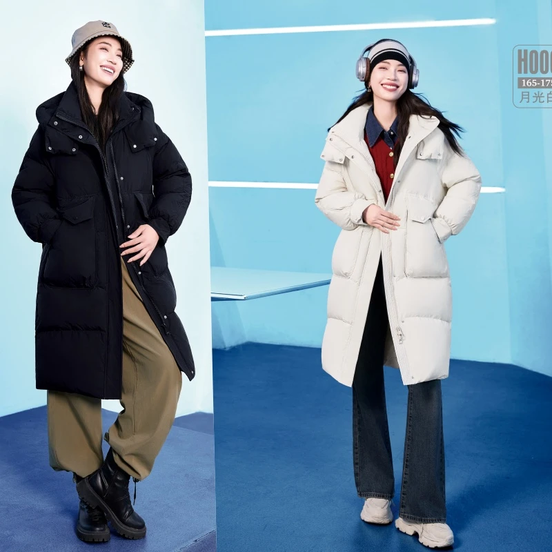 冬装羽绒服九成品女长款过膝翻新款宽松艺考生中戏爆外套自充加工