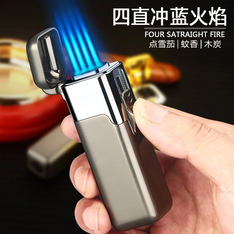 淘器 四直冲雪茄打火机高级充气防风打火机高温焊枪