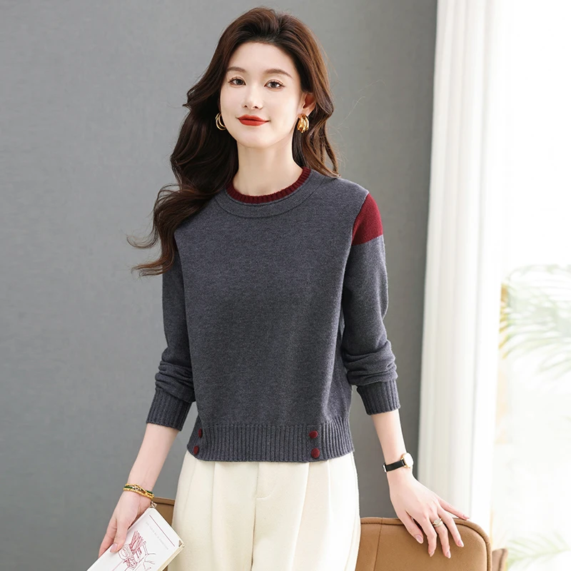 圆领针织打底衫女秋冬2025新款女装爆款时尚减龄内搭毛衣显瘦宽松