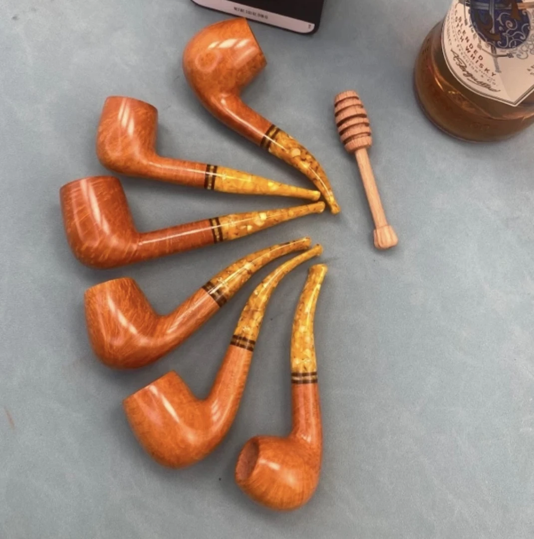 意大利沙芬蜂蜜系列光面石楠木烟斗