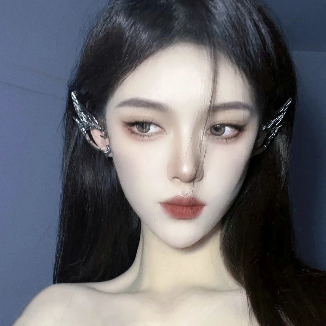 铜合金耳饰 蝴蝶翅膀耳挂耳钉一体式耳骨夹复古设计感精灵配饰潮