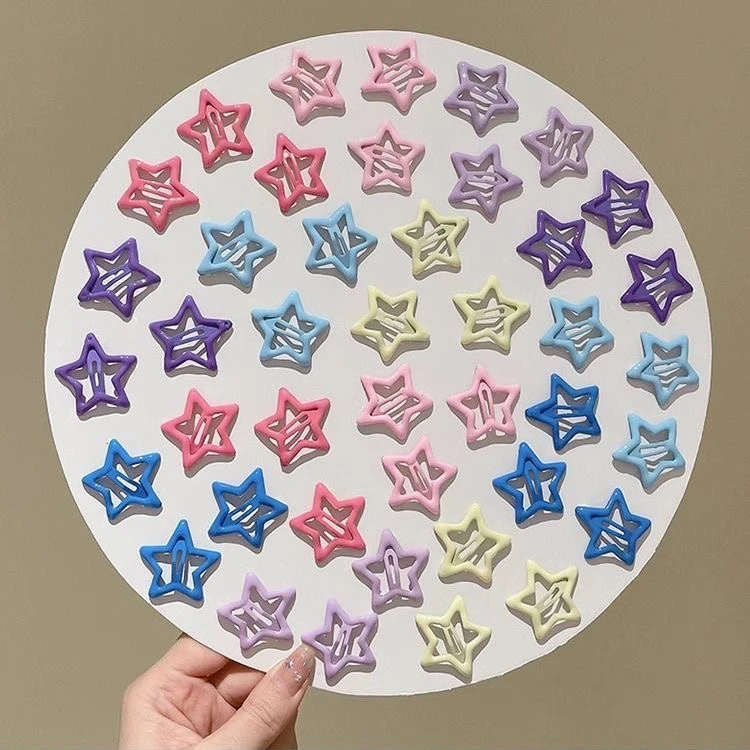 可爱糖果色五角星夹子发卡彩色儿童星星发夹宝宝发卡头饰简约发饰