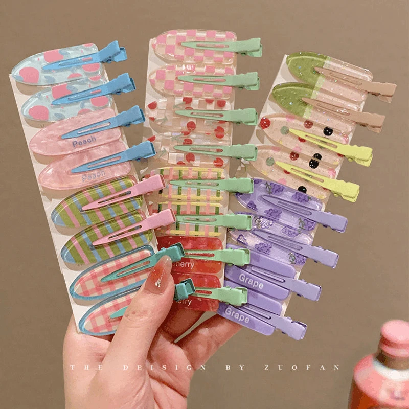甜美可爱果冻无痕发夹女彩色化妆夹发卡碎发一字夹头饰简约韩版