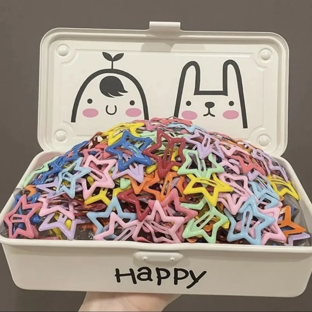 ins风公主彩色五角星多巴胺发卡女孩头饰侧边刘海碎发卡子网红