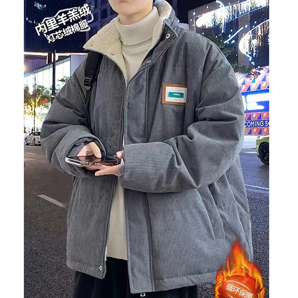 秋冬棉服男女冬季时尚贴标加厚保暖立领外套情侣款青少年面包服
