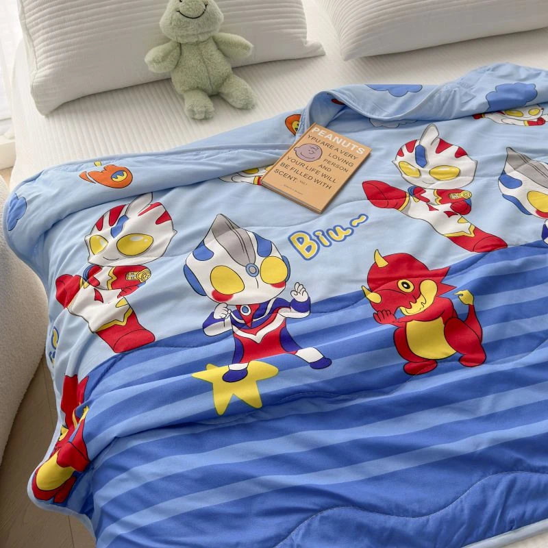卡通奥特曼男孩子水洗棉婴幼儿夏被110*145学生儿童午睡机洗被2.1