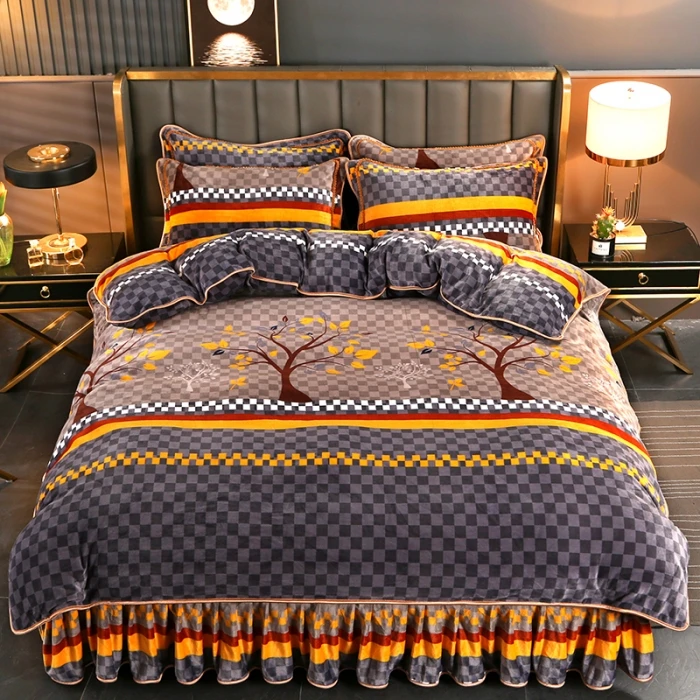 冬季加绒绒四件套加厚毛绒保暖牛奶绒双面绒床上用品四件套绒被