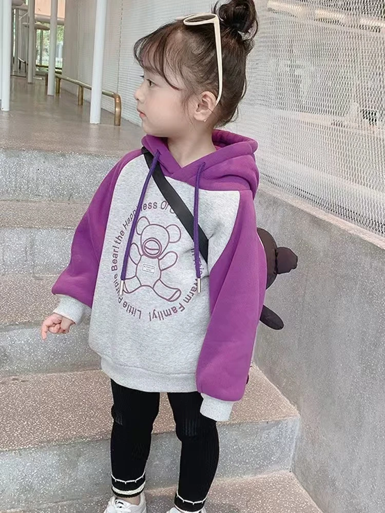 【LAOHE】WY-3798 儿童加绒长袖时尚休闲连帽秋季洋气卫衣韩版