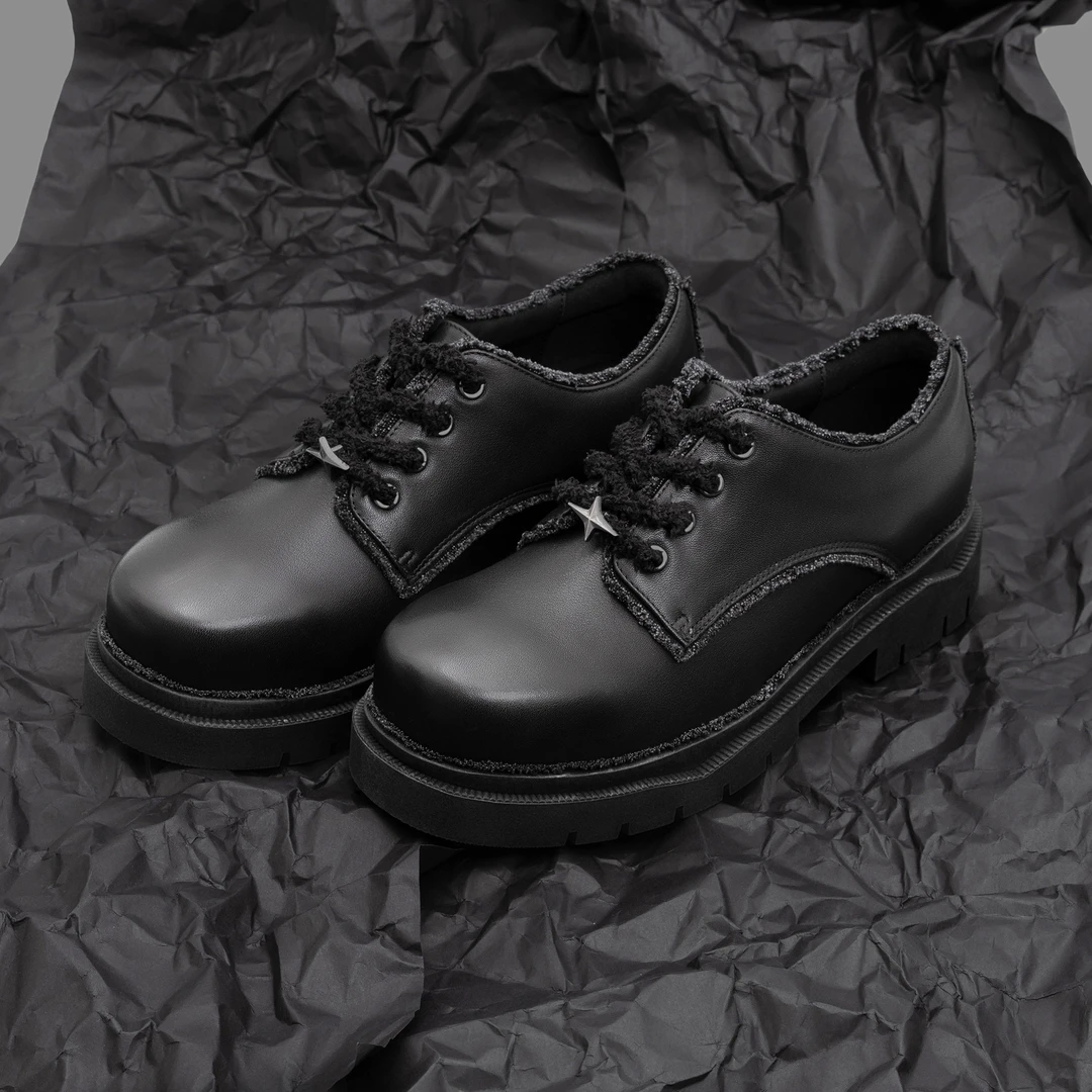 TBOF【星芒德比鞋】原创cleanfit牛仔做旧厚底增高休闲大头皮鞋男