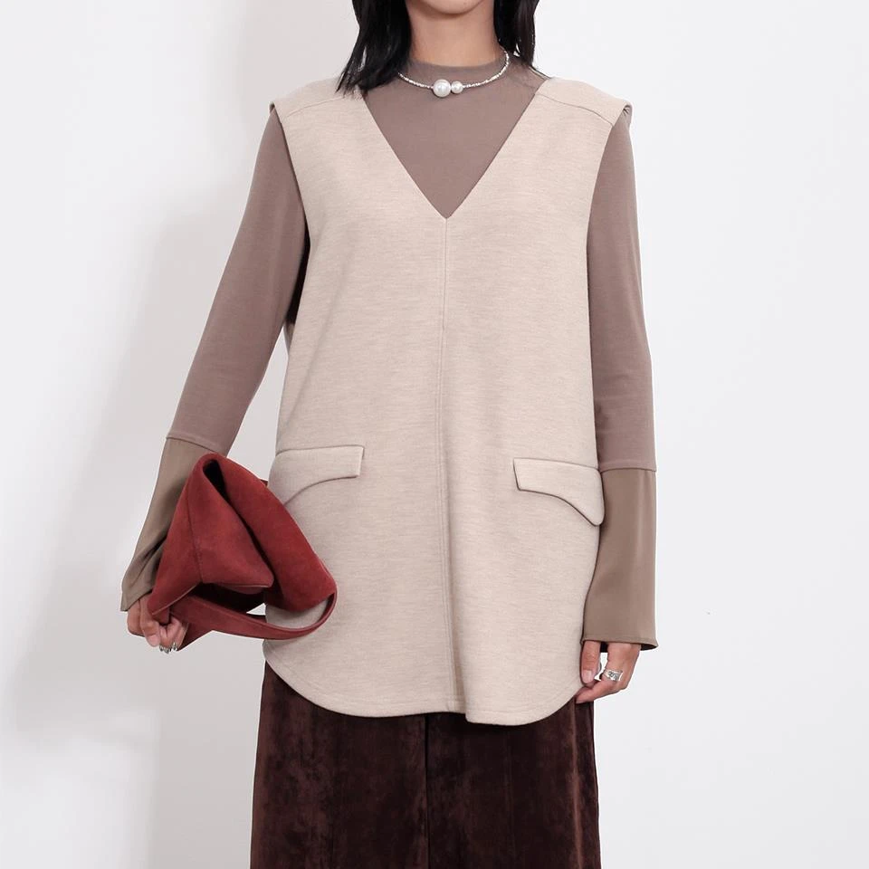 LESERBIE奕色中长款V领背心