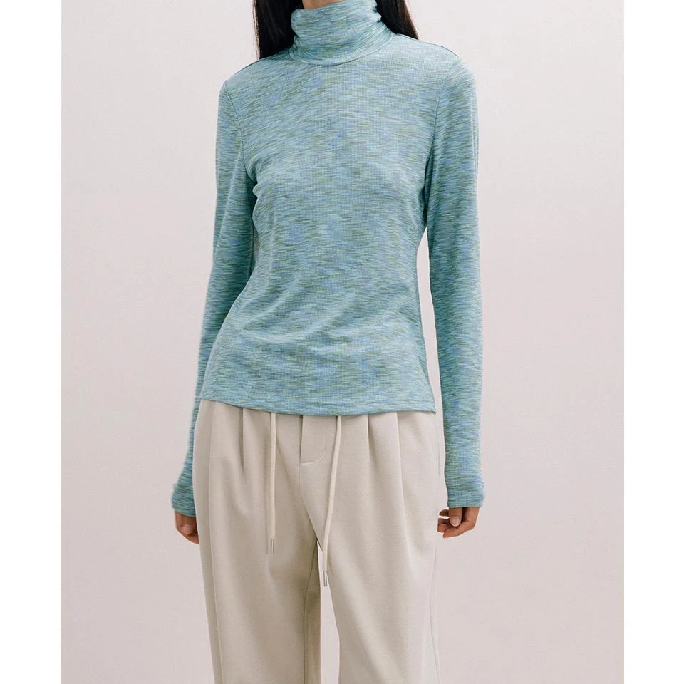 奕色【绿紫色针织打底】堆堆领