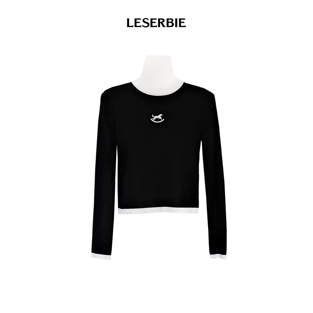 奕色【刺绣针织修身T恤】莱塞尔系列