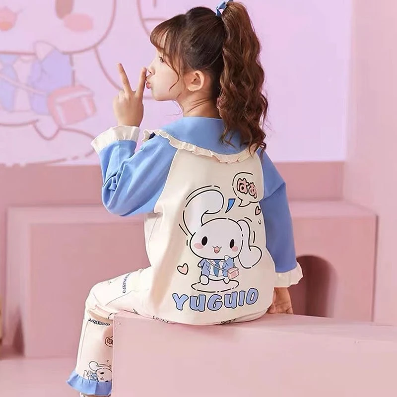 儿童睡衣秋季薄款长袖圆领中大童小女孩卡通公主风女童家居服套装