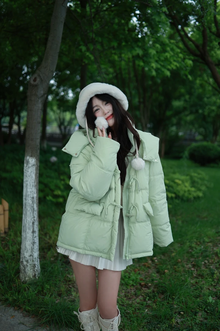 【棉花糖】2024新款韩版连帽糖果色加厚羽绒服女款宽松百搭外套1217