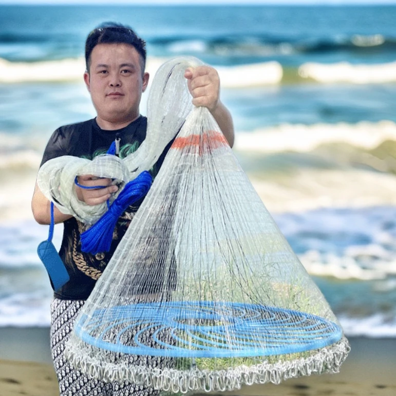 【大鱼专用】5号加粗胶丝线飞盘撒网手抛网渔网捕鱼网钢拉丝