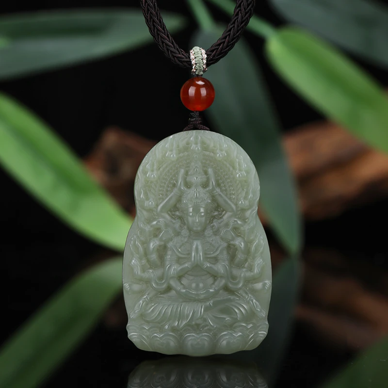 【星光村小飞专属D15071-1】珠链款和田玉双面晴水千手观音牌
