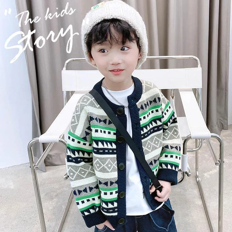 男童毛衣开衫外套秋冬款2025新款儿童针织小男孩洋气毛衣男宝冬装
