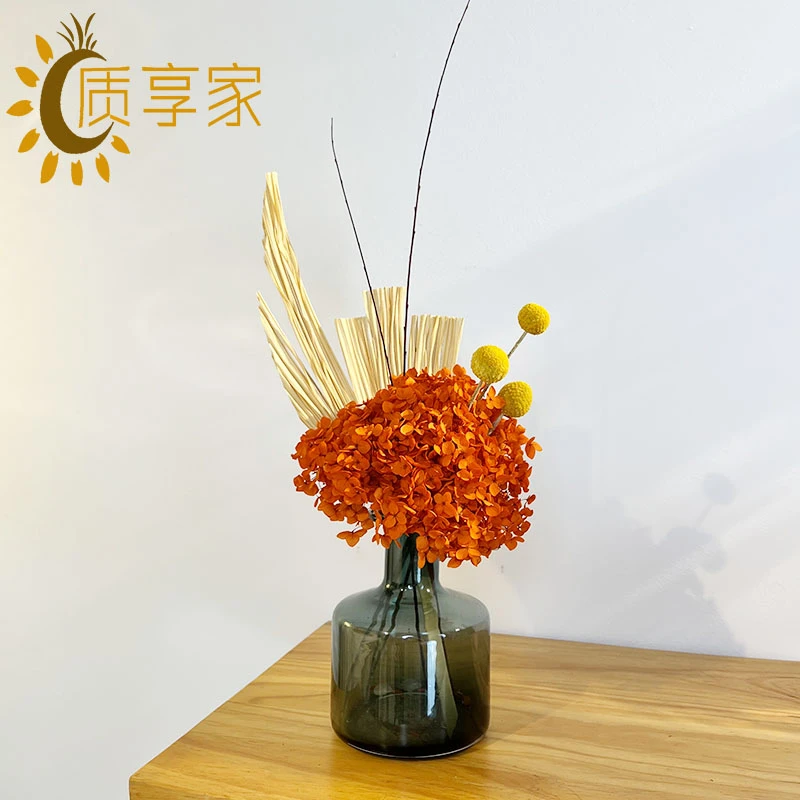 质享家【心想事成】绣球永生花真花高级客厅餐桌茶几干花装饰摆件