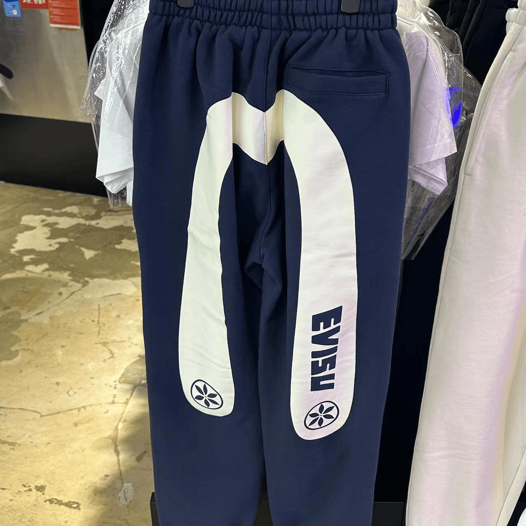 EVISU 福神背后大m休闲百搭裤子宽松时尚运动针织情侣卫裤裤