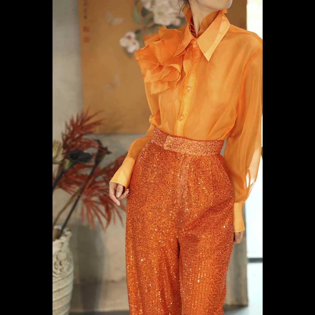 【塞纳花园】XM轻奢夏季新款气质显瘦法式复古小众名媛女士薄纱上衣