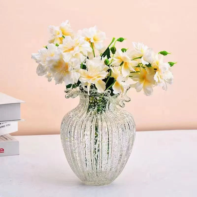 高颜值夜光玻璃花瓶浪花芬顿客厅摆件插花水养玫瑰创意简约装饰品