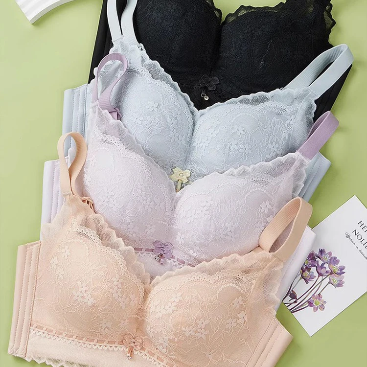 B杯中薄无钢圈聚拢防下垂防外扩调整型收副乳无磁Q弹棉内衣9311