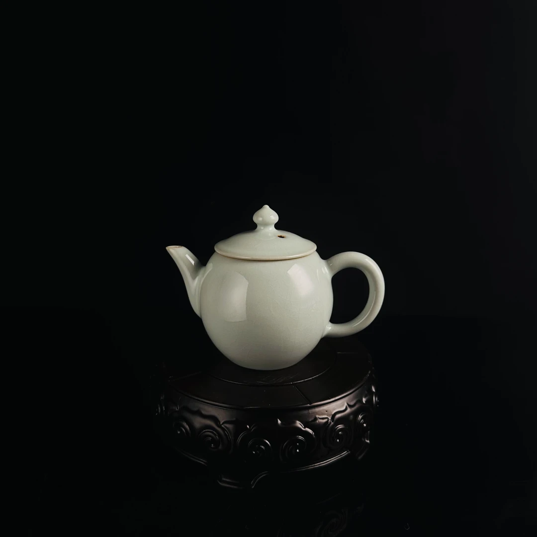 精美汝瓷 官帽壶 茶具 天青釉 原产地 家用 陶瓷 纯手工